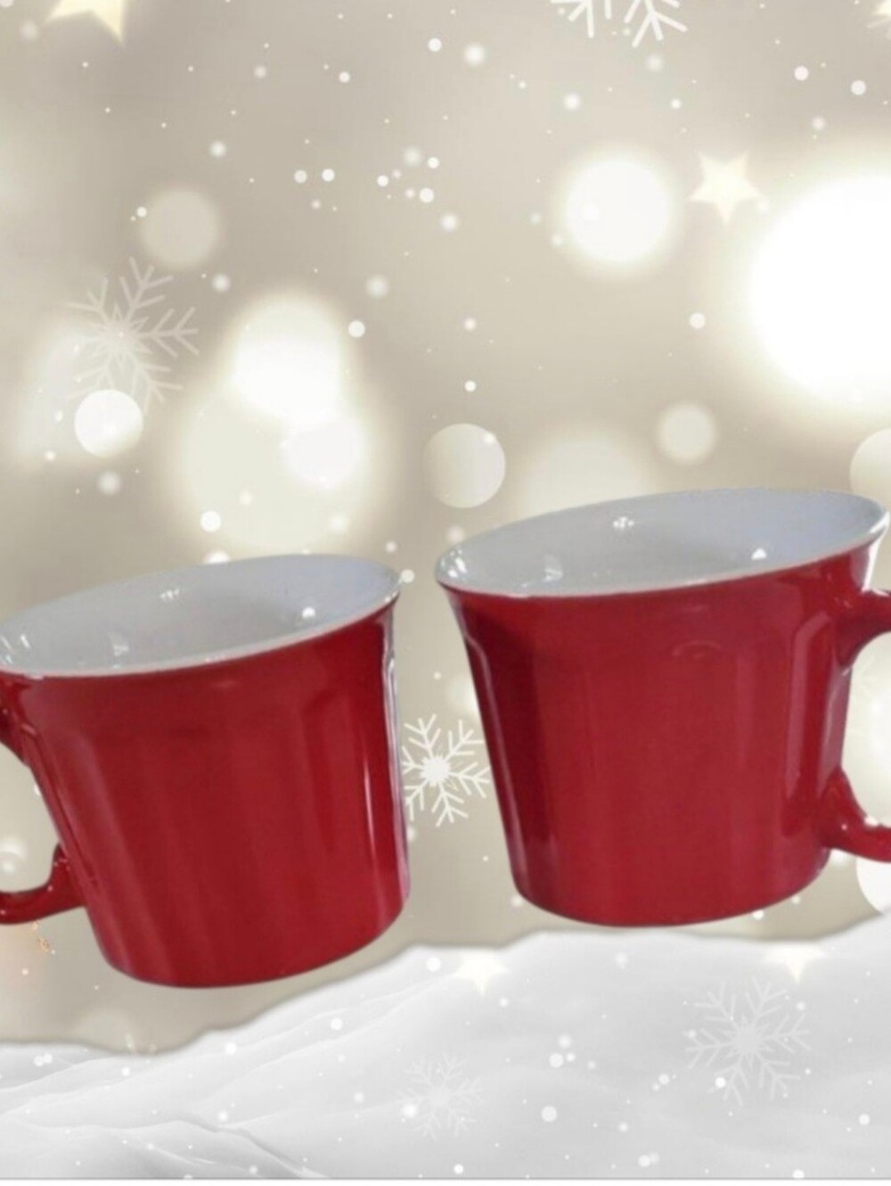 2 Red Jumbo Flared Ceramic Mugs 20oz